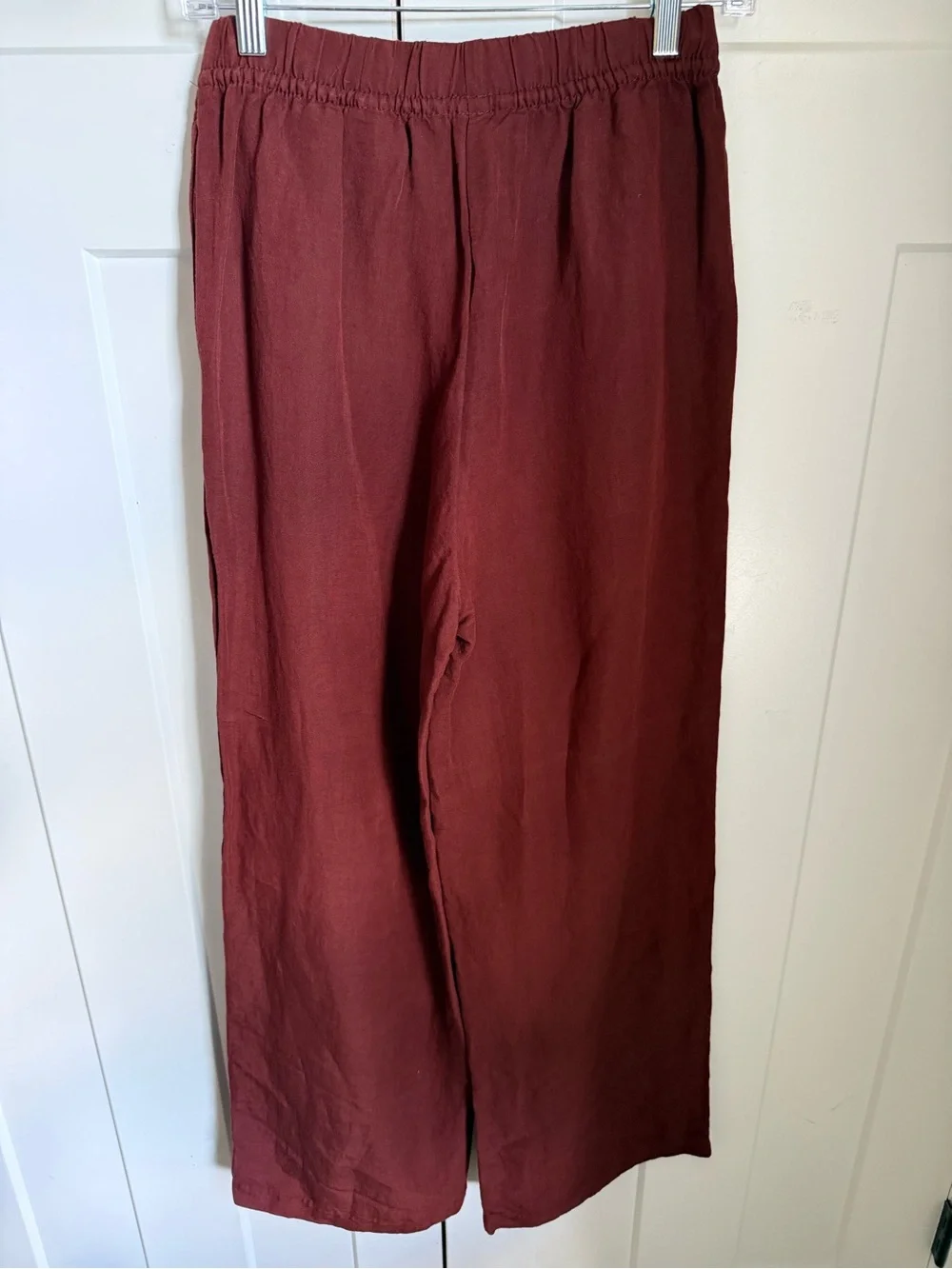 H&M Linen Blend Wide-Leg Drawstring Pants - Burgundy size S. Worn once.